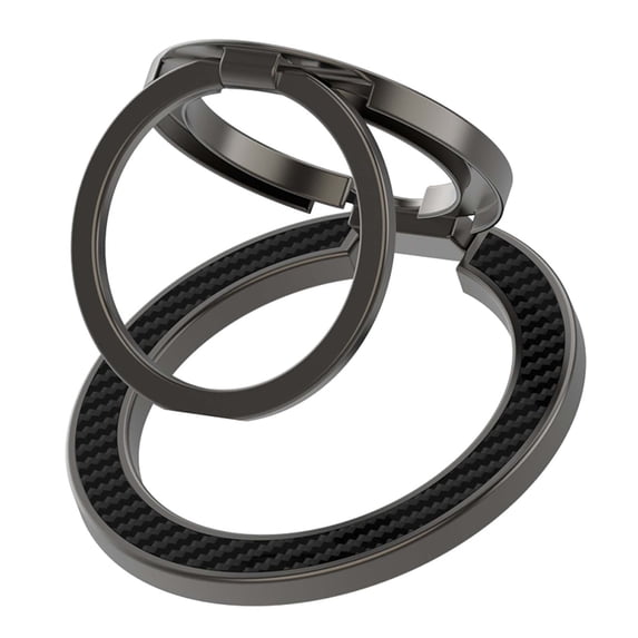 ELEHOLD Ring Holder Carbon Fiber Magnetic Phone Grip Stand, Fully Foldable Kickstand with Dual Axis Rotation Strong Magnetic Attachment for iPhone/Samsung/Mag-Safe Compatible Cases,Gun