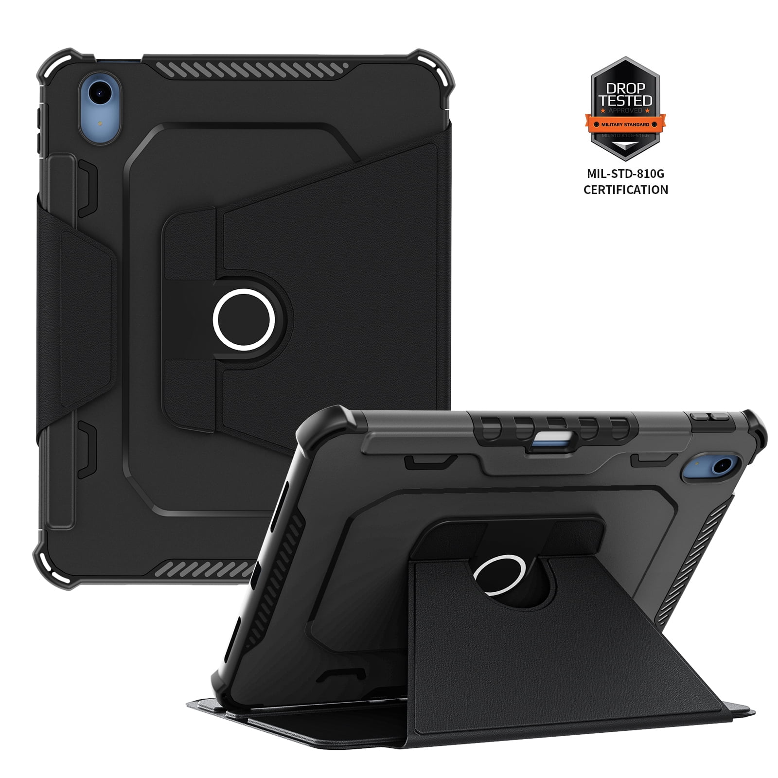 ELEHOLD Rotating Case for Appl iPad (10th generation) 10.9-inch 2022 with Pencil Holder, Magnetic Smart Cover Auto Wake Sleep Folio Stand Case for iPad 10th Gen,  Black