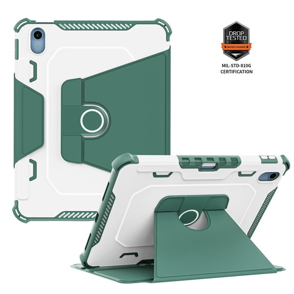 ELEHOLD Rotating Case for Appl iPad (10th generation) 10.9-inch 2022 with Pencil Holder, Magnetic Smart Cover Auto Wake Sleep Folio Stand Case for iPad 10th Gen, Green