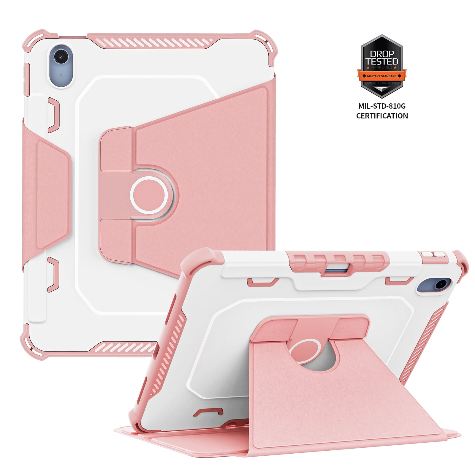 ELEHOLD Rotating Case for Appl iPad (10th generation) 10.9-inch 2022 with Pencil Holder, Magnetic Smart Cover Auto Wake Sleep Folio Stand Case for iPad 10th Gen,  Pink