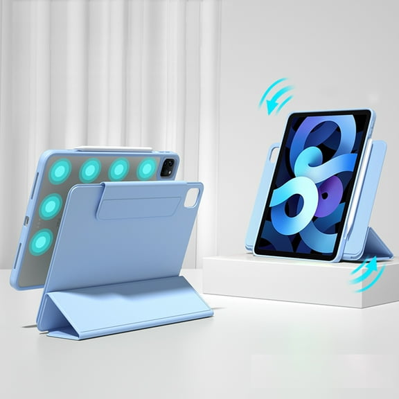 ELEHOLD Rotating Case For Apple iPad 11th (A16) 2025 Smart Protective Stand Case, Pencil Holder Magnetic Detachable Flip Leather Auto Sleep/Wake Cover, Mag-safe Compatible, Skyblue