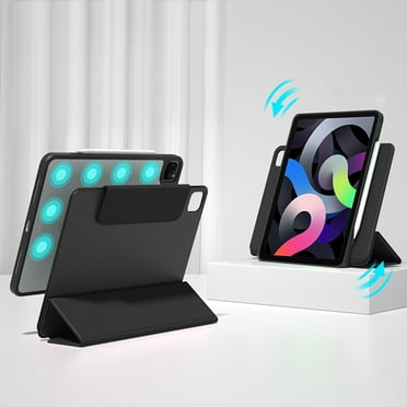 ELEHOLD Rotating Case For iPad mini6/mini2024 Smart Protective Stand Case, Magnetic Detachable Flip Leather Cover, with Auto Sleep/Wake, Pencil Holder, Magsafe Compatible, Black