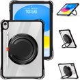 thumbnail image 1 of ELEHOLD Rotating Shockproof Case For Apple iPad 11th 10th Gen Full Body Protection Clear Rugged Cover, 360° Rotating Ring Hand Grip Stand, Nylon Shoulder Strap,Black, 1 of 8