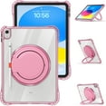 thumbnail image 1 of ELEHOLD Rotating Shockproof Case For Apple iPad 11th 10th Gen Full Body Protection Clear Rugged Cover, 360° Rotating Ring Hand Grip Stand, Nylon Shoulder Strap,Rose, 1 of 10