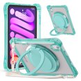 thumbnail image 1 of ELEHOLD Rotating Shockproof Case For iPad Mini 7th(A17 Pro) 2025/ 6th Generation 2022, Full Body Protection Clear Rugged Cover, 360° Rotating Ring Hand Grip Stand, Nylon Shoulder Strap,Lightgreen, 1 of 7
