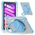 thumbnail image 1 of ELEHOLD Rotating Shockproof Case For iPad Mini 7th(A17 Pro) 2025/ 6th Generation 2022, Full Body Protection Clear Rugged Cover, 360° Rotating Ring Hand Grip Stand, Nylon Shoulder Strap,Lightblue, 1 of 11