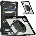 thumbnail image 1 of ELEHOLD Rotating Shockproof Case For iPad Pro 13 2024 Full Body Protection Clear Rugged Cover, 360° Rotating Ring Hand Grip Stand, Nylon Shoulder Strap,Black, 1 of 9
