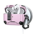 thumbnail image 1 of ELEHOLD Rugged AirPods Case For Airpods Pro 3rd Gen (2025), Magnetic Charging Support Carbon Fiber Texture Safety Lock Shockproof Protection Case with Carabiner Clip,Pink, 1 of 12
