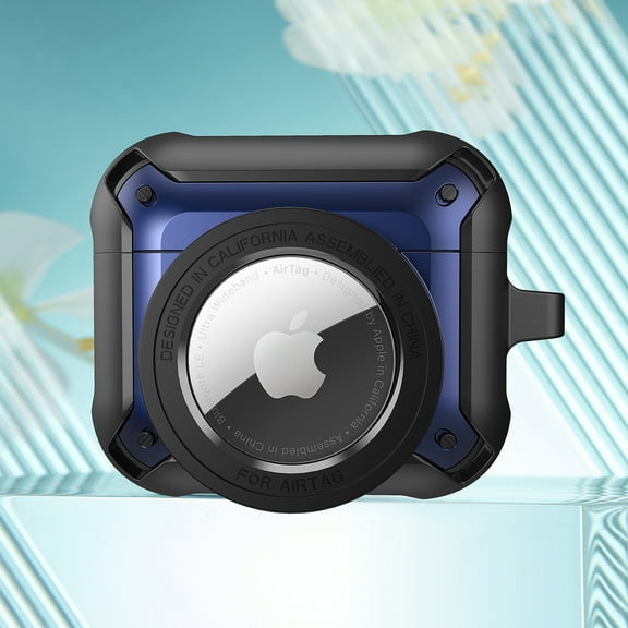 ELEHOLD Rugged Case For Airpods 2nd Gen / 1st Gen – Fashion Camera Design Full Body Protective Shockproof Cover, Wireless Charging Compatible, with Keychain & Auto Lock - Blue