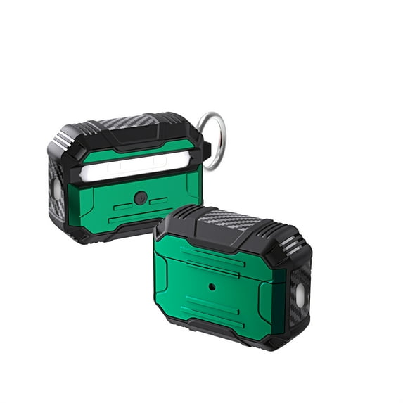 ELEHOLD Rugged Case Compatible with Airpods 4 2024 , Full Body Hard Shell Shockproof Anti-Scratch Case with Carabiner for Airpods 4 2024,Darkgreen