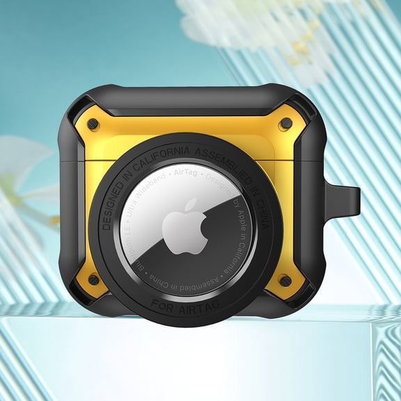 ELEHOLD Rugged Case For AirPods 3rd Gen (2021) – Fashion Camera Design Full Body Protective Shockproof Cover, Wireless Charging Compatible, with Keychain & Auto Lock - Yellow