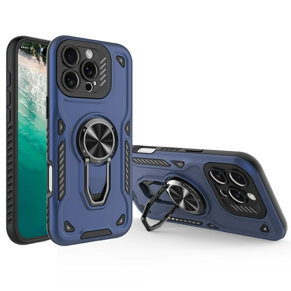 ELEHOLD Rugged Case For iPhone 11, Kickstand Shockproof Military Grade Drop Proof Protection Ring Kickstand Rugged Protective Sturdy Bumper Case For iPhone 11,Darkblue