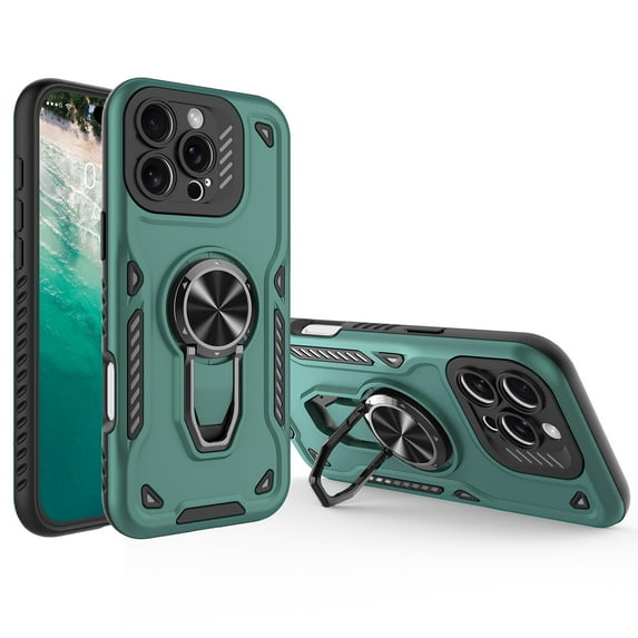 ELEHOLD Rugged Case For iPhone 14 Pro Max, Kickstand Shockproof Military Grade Drop Proof Protection Ring Kickstand Rugged Protective Sturdy Bumper Case For iPhone 14 Pro Max,Green