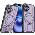 thumbnail image 1 of ELEHOLD Rugged Case For iPhone 16 Air Cushion Shockproof Magnetic Protective Phone Cover, MagSafe Compatible, with 360° Rotable Stand,  Purple, 1 of 8