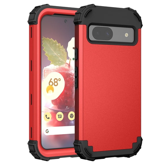 ELEHOLD Rugged Case for Google Pixel 8A Hard PC Soft Silicone Hybrid Shockproof Scratch-Resistant Anti-Fingerprint Slim Thin Case For Google Pixel 8A,Red
