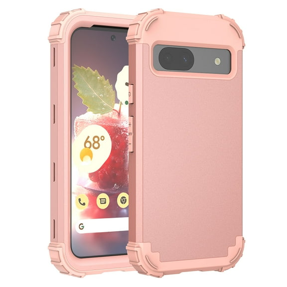 ELEHOLD Rugged Case for Google Pixel 8A Hard PC Soft Silicone Hybrid Shockproof Scratch-Resistant Anti-Fingerprint Slim Thin Case For Google Pixel 8A,Rosegold
