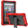 thumbnail image 1 of ELEHOLD Rugged Case for Kindle Fire HD 8 & HD 8 Plus Tablet (12th Generation 2022 Model), Full Body Drop Protection Kickstand Back Cover for Kids, Red, 1 of 6
