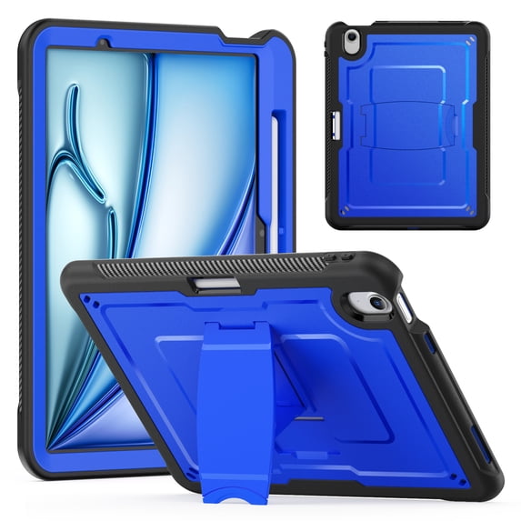 ELEHOLD Rugged Case with Pencil Holder For iPad Mini 7th(A17 Pro)/ 6th Generation, Built-in Kickstand Double-Layer Protection Full-Body Shockproof Cover For iPad Mini 7th(A17 Pro)/ 6th Gen,Blue