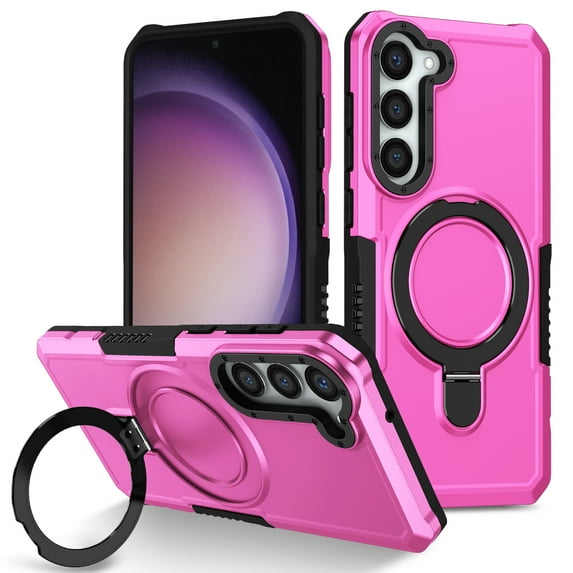 ELEHOLD Rugged Case for Samsung Galaxy A24 4G Heavy Duty Case with Foldable Ring Holder Kickstand Function Non-Slip Military Grade Drop Protection Shockproof Cover for Samsung Galaxy A24 4G,pink