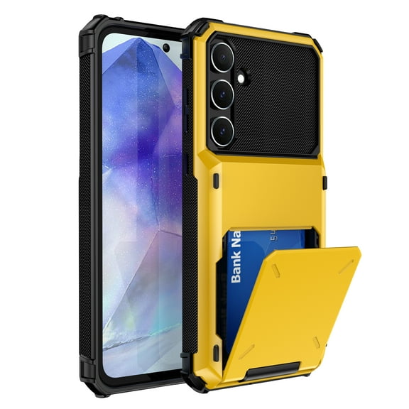 ELEHOLD Rugged Case for Samsung Galaxy A36 5G Flip Open Back Wallet Hidden Card Slot Rugged Shockproof Hybrid Hard PC Shell Anti-Scratch Case for Samsung Galaxy A36 5G,Yellow