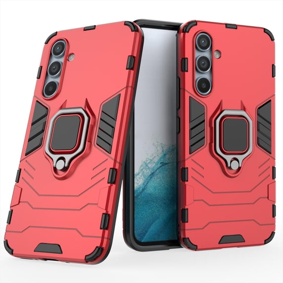 ELEHOLD Rugged Case for Samsung Galaxy A54 5G,Metal Folding Ring Holder Kickstand Military Grade Shockproof Protective Slim Lightweight Case for Samsung A54 5G, Red