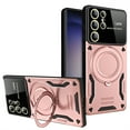 thumbnail image 1 of ELEHOLD Rugged Case for Samsung Galaxy S21 FE Case with 360°Rotation Ring Holder Kickstand Lens Protection Hybrid PC+TPU Military Grade Non-Slip Shockproof Protective Case,rosegold, 1 of 7