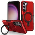 thumbnail image 1 of ELEHOLD Rugged Case for Samsung Galaxy S21 FE Heavy Duty Case with Foldable Ring Holder Kickstand Function Non-Slip Military Grade Drop Protection Shockproof Cover for Samsung Galaxy S21 FE,red, 1 of 1