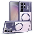 thumbnail image 1 of ELEHOLD Rugged Case for Samsung Galaxy S21 Ultra Aluminum Alloy Metal Case with Acrylic Clear Back Camera Lens Protective Cover Invisible Bracket Stand Magnetic MagSafe Shockproof Case,purple, 1 of 8