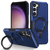 ELEHOLD Rugged Case for Samsung Galaxy S22 Heavy Duty Case with Foldable Ring Holder Kickstand Function Non-Slip Military Grade Drop Protection Shockproof Cover for Samsung Galaxy S22,royalblue