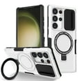 thumbnail image 1 of ELEHOLD Rugged Case for Samsung Galaxy S22 with Sliding Camera Lens Cover Rotation Ring Holder Stand Function Compatible with MagSafe Shockproof Cover for Samsung Galaxy S22,white, 1 of 1