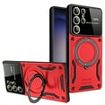 thumbnail image 1 of ELEHOLD Rugged Case for Samsung Galaxy S22 Ultra Case with 360°Rotation Ring Holder Kickstand Lens Protection Hybrid PC+TPU Military Grade Non-Slip Shockproof Protective Case,red, 1 of 7