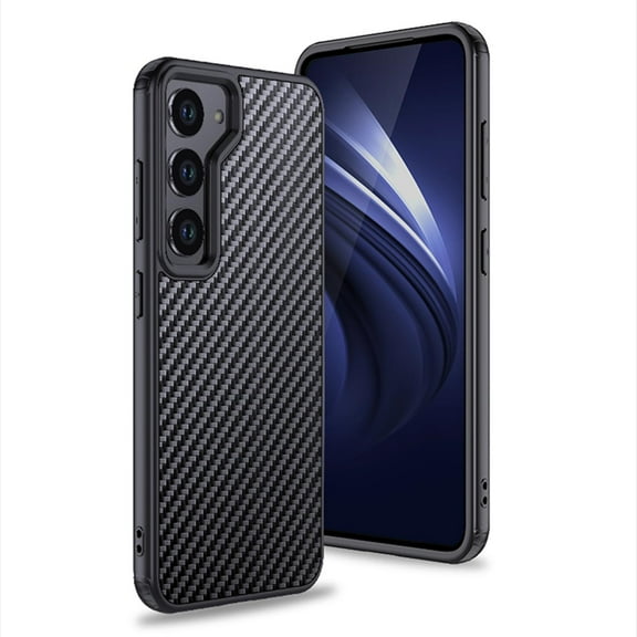 ELEHOLD Rugged Case for Samsung Galaxy S23 6.1 inch Kevlar/Carbon Fiber Texture Slim Fit Lightweight Shockproof Magnetic Anti-Slip Case for Samsung Galaxy S23,Black