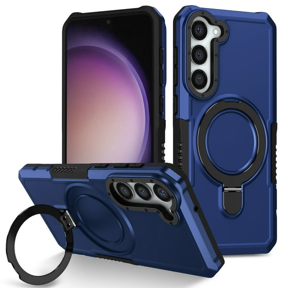 ELEHOLD Rugged Case for Samsung Galaxy S23 FE Heavy Duty Case with Foldable Ring Holder Kickstand Function Non-Slip Military Grade Drop Protection Shockproof Cover for Samsung Galaxy S23 FE,royalblue