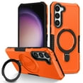 thumbnail image 1 of ELEHOLD Rugged Case for Samsung Galaxy S23 Heavy Duty Case with Foldable Ring Holder Kickstand Function Non-Slip Military Grade Drop Protection Shockproof Cover for Samsung Galaxy S23,orange, 1 of 8
