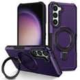 thumbnail image 1 of ELEHOLD Rugged Case for Samsung Galaxy S23 Plus Heavy Duty Case with Foldable Ring Holder Kickstand Function Non-Slip Military Grade Drop Protection Shockproof Cover for Samsung S23 Plus,darkpurple, 1 of 8