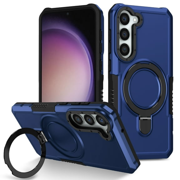 ELEHOLD Rugged Case for Samsung Galaxy S23 Plus Heavy Duty Case with Foldable Ring Holder Kickstand Function Non-Slip Military Grade Drop Protection Shockproof Cover for Samsung S23 Plus,royalblue