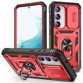 thumbnail image 1 of ELEHOLD Rugged Case for Samsung Galaxy S23 Plus,Heavy Duty Hybrid Camera Lens Protection 360° Rotation Ring Holder Kickstand Function Anti-Slip Shockproof Armor Case for S23+,Red+Black, 1 of 9