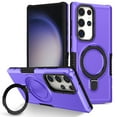 thumbnail image 1 of ELEHOLD Rugged Case for Samsung Galaxy S23 Ultra Heavy Duty Case with Foldable Ring Holder Kickstand Function Non-Slip Military Grade Drop Protection Shockproof Cover for Samsung S23 Ultra,purple, 1 of 1