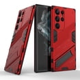 thumbnail image 1 of ELEHOLD Rugged Case for Samsung Galaxy S23 Ultra Slim Thin Case with Built-in Hidden Kickstand Anti-Scratch Hybrid Shockproof Case for Samsung S23 Ultra 6.8",Red, 1 of 9