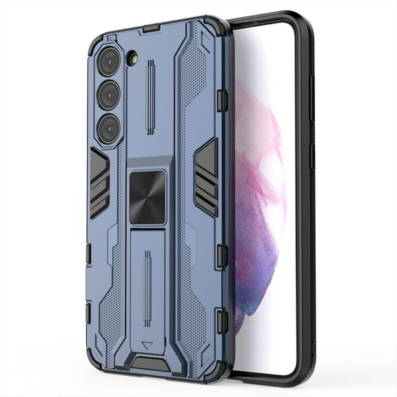 ELEHOLD Rugged Case for Samsung Galaxy S24,Hybrid Case with Built-in Hidden Bracket Stand Function Slim Fit Non-Slip Shockproof Case for Galaxy S24,Navy