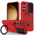 thumbnail image 1 of ELEHOLD Rugged Case for Samsung Galaxy S24 Plus with Sliding Camera Lens Cover Rotation Ring Holder Stand Function Compatible with MagSafe Shockproof Cover for Samsung Galaxy S24 Plus - Red, 1 of 9