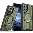 thumbnail image 1 of ELEHOLD Rugged Case For Samsung Galaxy S24 Ultra Air Cushion Shockproof Magnetic Protective Phone Cover, MagSafe Compatible, with 360° Rotable Stand,  Armygreen, 1 of 8