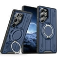 thumbnail image 1 of ELEHOLD Rugged Case For Samsung Galaxy S24 Ultra Air Cushion Shockproof Magnetic Protective Phone Cover, MagSafe Compatible, with 360° Rotable Stand,  Blue, 1 of 8