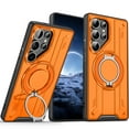 thumbnail image 1 of ELEHOLD Rugged Case For Samsung Galaxy S24 Ultra Air Cushion Shockproof Magnetic Protective Phone Cover, MagSafe Compatible, with 360° Rotable Stand,  Orange, 1 of 8