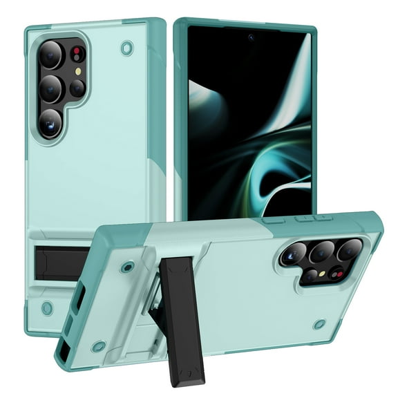 ELEHOLD Rugged Case for Samsung Galaxy S24 Ultra,Hybrid Military Grade Drop Protection Built-in Hidden Kickstand Shockproof Armor Cover for Samsung S24 Ultra,Green