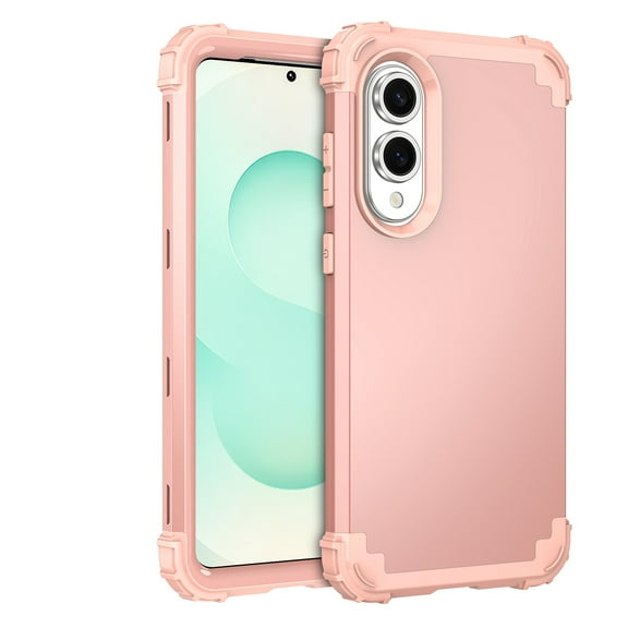 ELEHOLD Rugged Case for Samsung Galaxy S25 Edge Hard PC Soft Silicone Hybrid Shockproof Scratch-Resistant Anti-Fingerprint Slim Thin Case For Samsung Galaxy S25 Edge,Rosegold