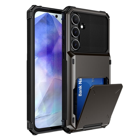 ELEHOLD Rugged Case for Samsung Galaxy S25 FE Flip Open Back Wallet Hidden Card Slot Rugged Shockproof Hybrid Hard PC Shell Anti-Scratch Case for Samsung Galaxy S25 FE,Gray