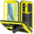 thumbnail image 1 of ELEHOLD Rugged Case for Samsung Galaxy S25 Plus with Slide Camera Protection Built-in Screen Protector Hidden Kickstand Military Grade Shockproof Anti-Scratch Heavy Duty Full Body Case, Yellow, 1 of 7