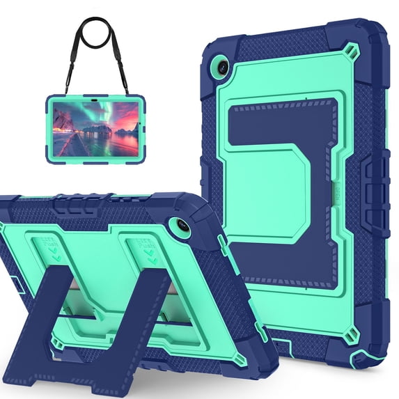 ELEHOLD Rugged Case For Samsung Galaxy Tab A11+ 2025,11-inch, Heavy Duty Shockproof Foldable Kickstand Protective Case Cover with Shoulder Strap, Green