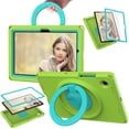 thumbnail image 1 of ELEHOLD Rugged Case for Samsung Galaxy Tab A7 Lite 8.7 (2021)  with 360° Rotatable Folding Handle Grip Kickstand Function Shockproof Protective Washable Case,Grassgreen, 1 of 6